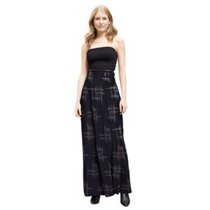 Whimsigoth 90s Black & Gray Pleated Maxi Skirt With a hashtag Print Size S